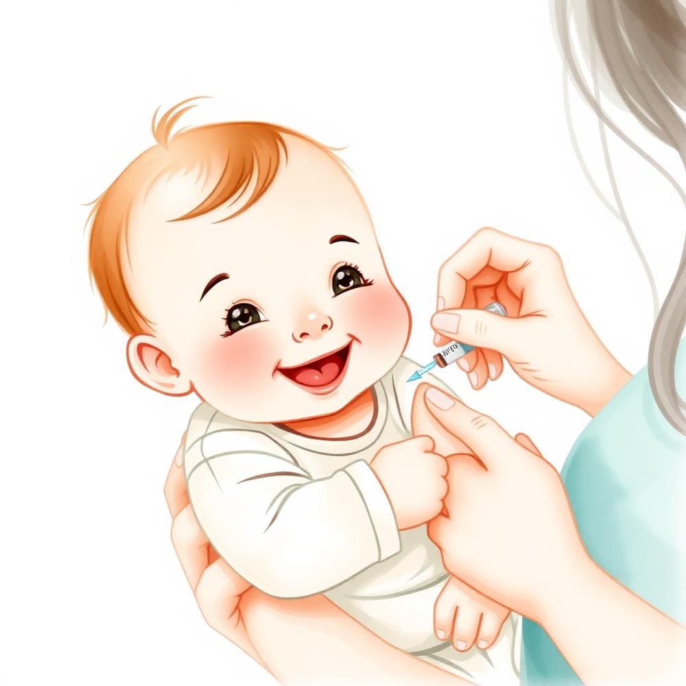 Smiling baby receiving a gentle vaccination